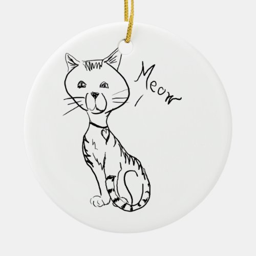 Cute Kitty Meow Ceramic Ornament