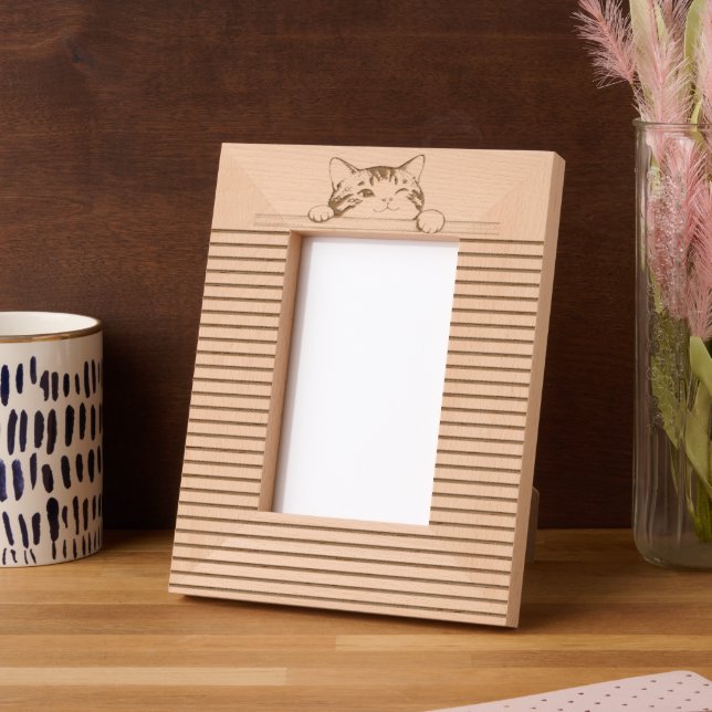 Cute Kitty Minimalistic Design - CAT 2 Engraved Frames (Left)