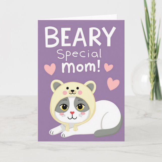 Cute Kitty Mothers Day Hooded Card (Front)