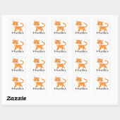Cute Kitty Orange Tabby Kitten Cartoon Hello Cat Square Sticker (Sheet)