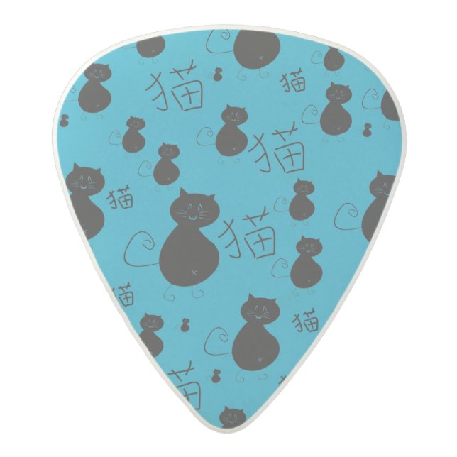 Cute kitty pattern acetal guitar pick (Front)