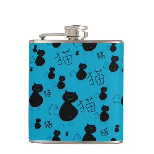 Cute kitty pattern flask