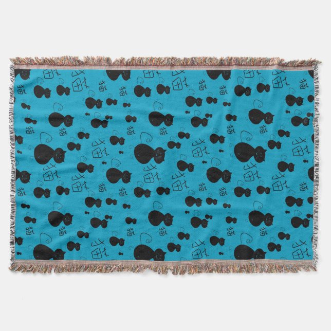 Cute kitty pattern throw blanket (Front)