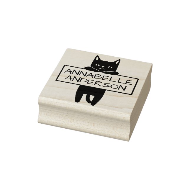 Cute Kitty Personalize Rubber Stamp (Stamp)