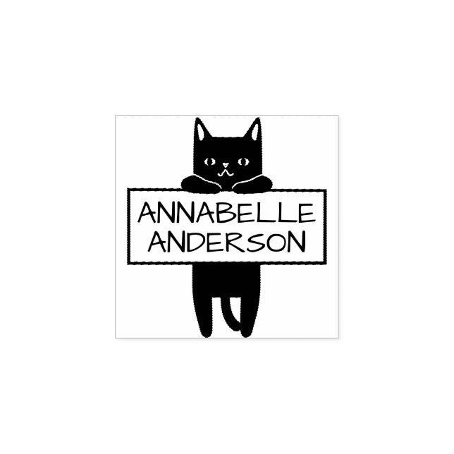 Cute Kitty Personalize Rubber Stamp (Imprint)