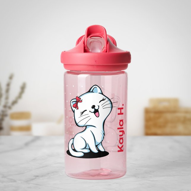 Cute Kitty Personalized Water Bottle for Girl (Creator Uploaded)