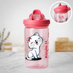 Cute Kitty Personalized Water Bottle with Timeline