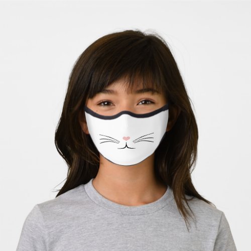 Cute kitty pink heart nose black whiskers  mouth premium face mask