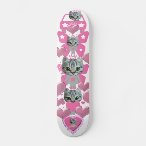 cute kitty pink skateboard