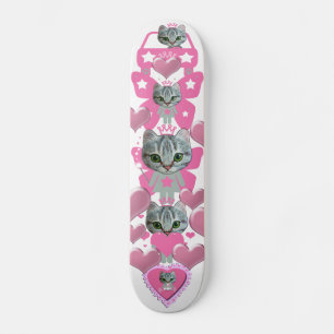 cute kitty pink skateboard deck