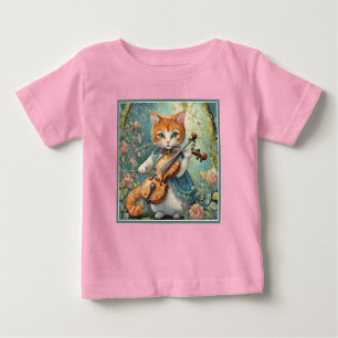 Cute Kitty Playing the Violin Baby T-Shirt