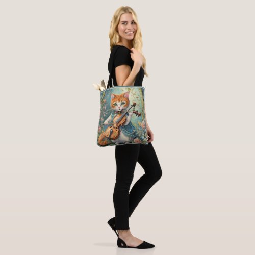 Cute Kitty Playing the Violin Tote Bag