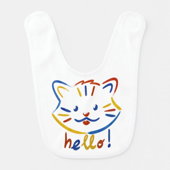 Cute kitty says hello! baby bib (Front)
