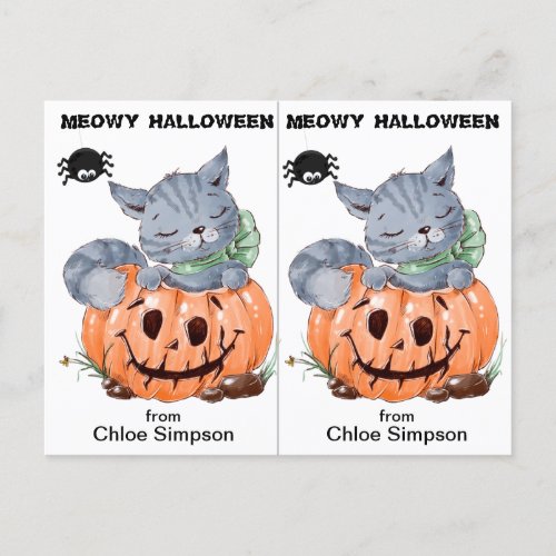 Cute Kitty School Party Halloween Card