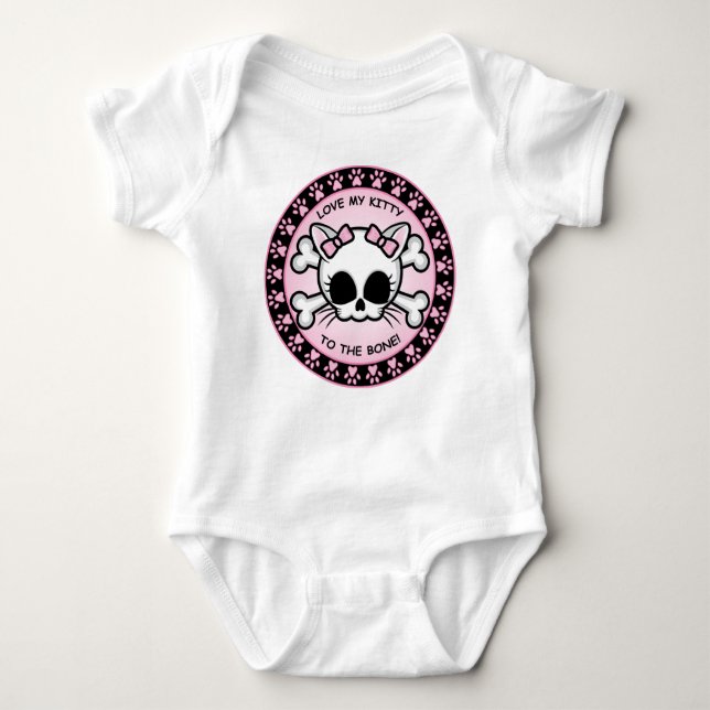 Cute Kitty Skull Baby Bodysuit (Front)