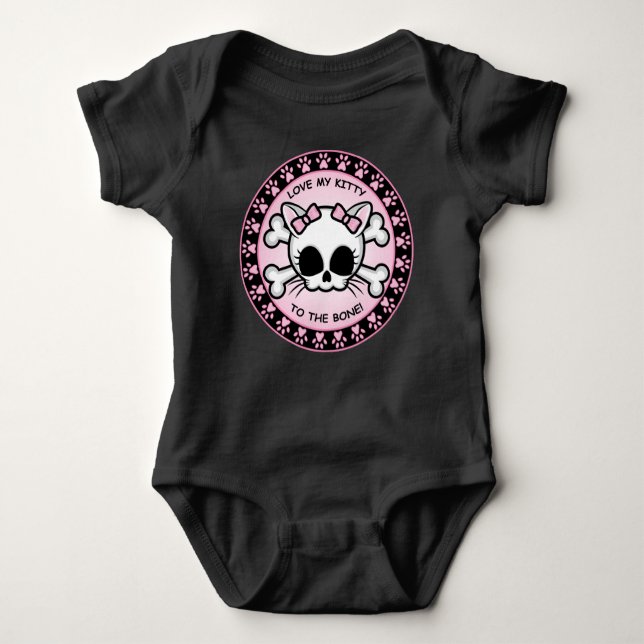 Cute Kitty Skull Baby Bodysuit (Front)