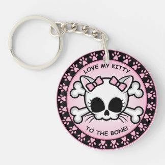 Cute Kitty Skull Keychain