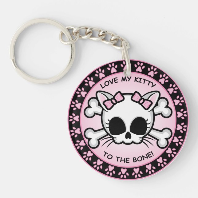 Cute Kitty Skull Keychain (Front)