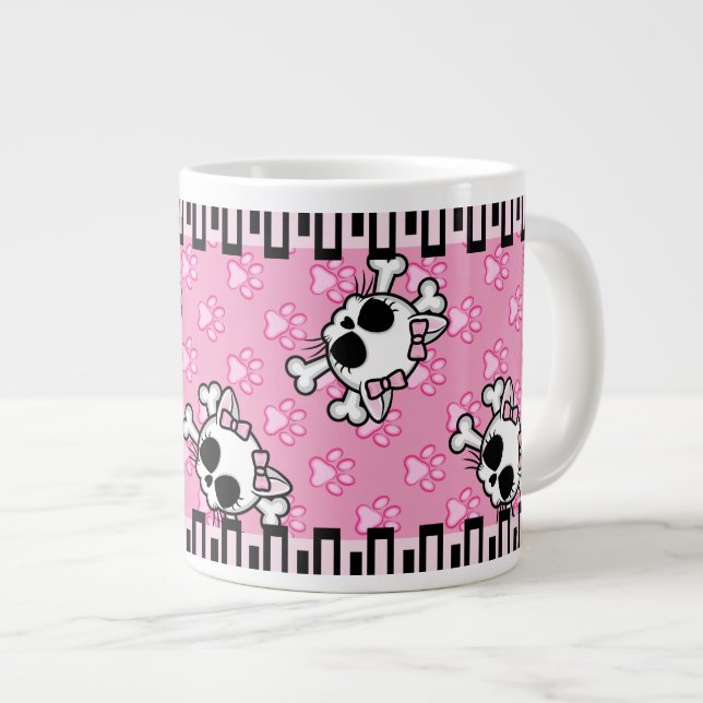 Cute Kitty Skull Large Coffee Mug (Front Right)