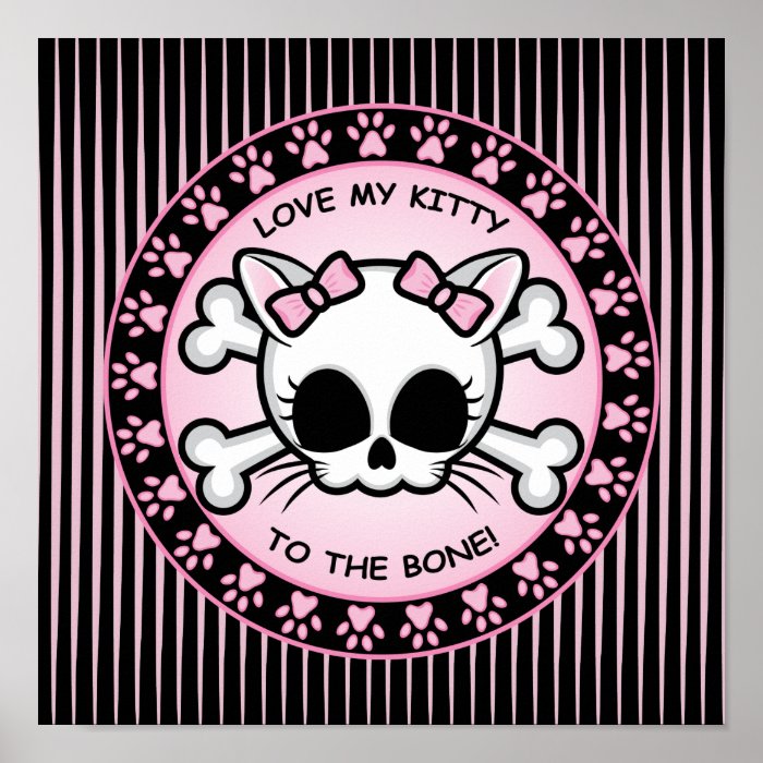 Cute Kitty Skull Print