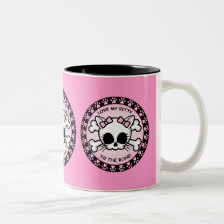 Cute Kitty Skull Two-Tone Coffee Mug