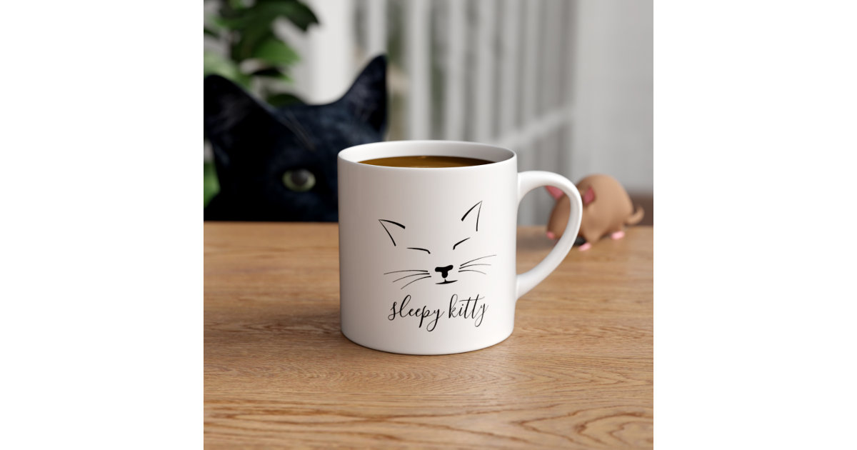 Cute Kitty Sleeping Cat Face Whiskers Espresso Cup