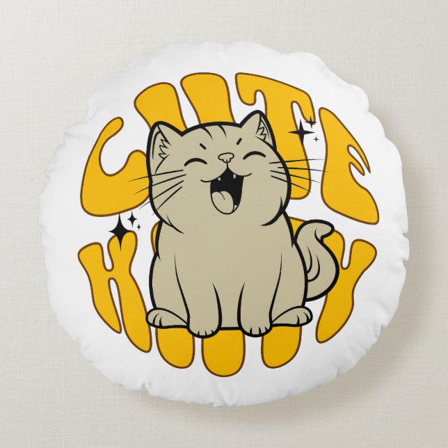 CUTE KITTY Small, 3.2 cm (1.25") Round Pillow (Front)