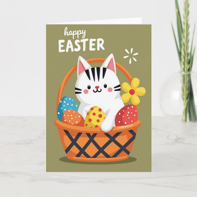 Cute Kitty Springtime Cheer Card (Front)