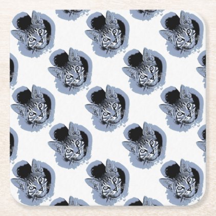 Cute Kitty Square Paper Coaster