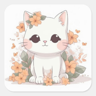 Buy Kawaii Sponge Seal Stickers - Tiny Cat Faces at Tofu Cute