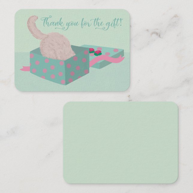 Cute Kitty Thank You For the Gift Note Card (Front/Back)