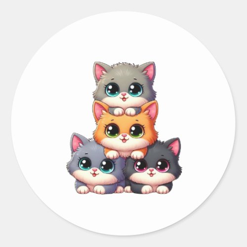 Cute Kitty Tower Classic Round Sticker