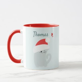 Cute Kitty with a Santa Hat  Custom Kids Christmas