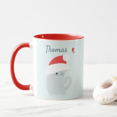 Cute Kitty with a Santa Hat  Custom Kids Christmas