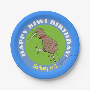 Cute kiwi bird happy birthday cartoon paper plate