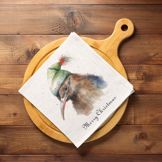 Cute Kiwi Bird in Christmas Elf Hat, custom Napkins (Creator Uploaded)