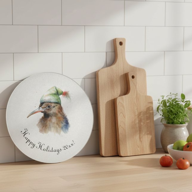 Cute Kiwi Bird in Christmas Elf Hat Cutting Board (Creator Uploaded)
