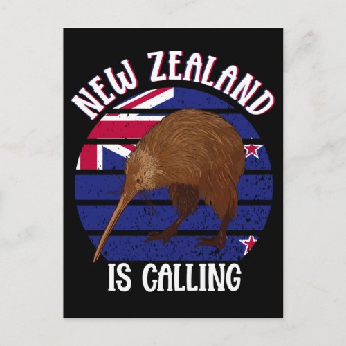 Cute Kiwi Bird New Zealand Travel Postcard