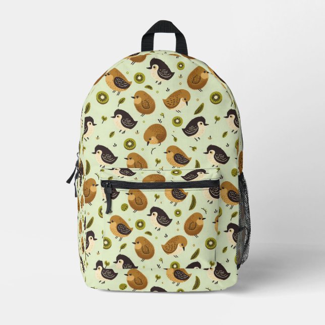 Cute Kiwi Birds Pattern Printed Backpack (Front)
