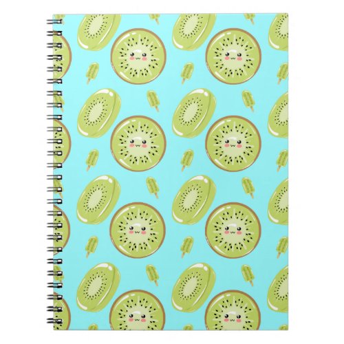 Cute Kiwi Blue Fruit Summer Fresh Kawaii Pattern Notebook