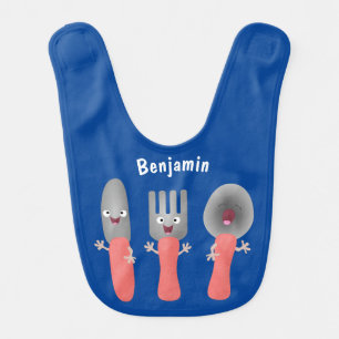 Cute knife fork and spoon cutlery cartoon baby bib