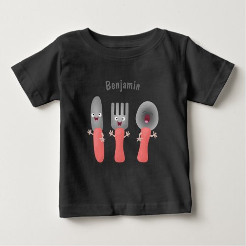 Cute knife fork and spoon cutlery cartoon baby T_Shirt