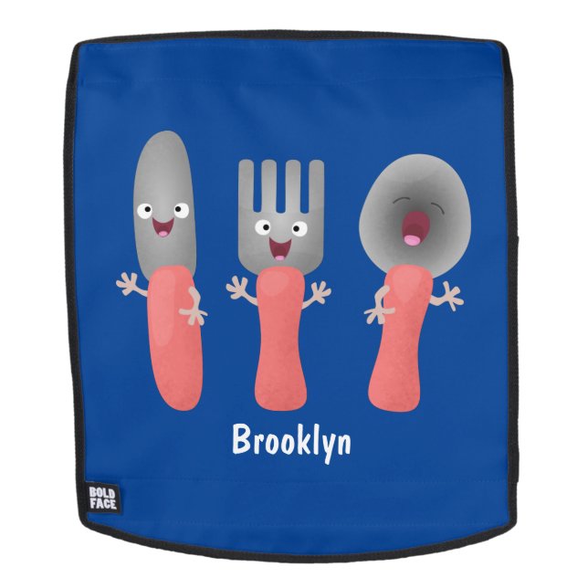 Cute knife fork and spoon cutlery cartoon backpack (Removable Face)