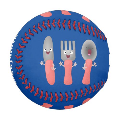 Cute knife fork and spoon cutlery cartoon baseball