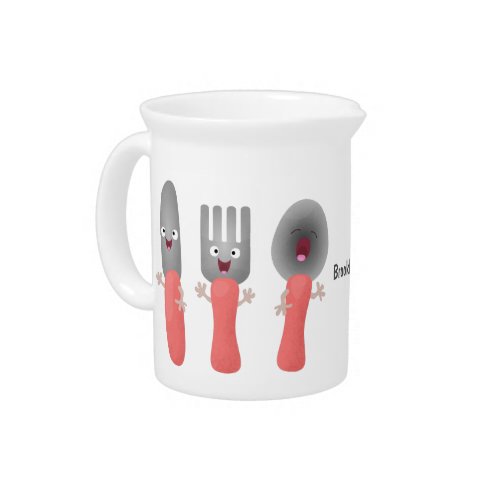 Cute knife fork and spoon cutlery cartoon beverage pitcher