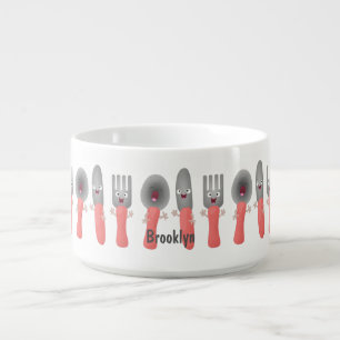 Cute knife fork and spoon cutlery cartoon bowl