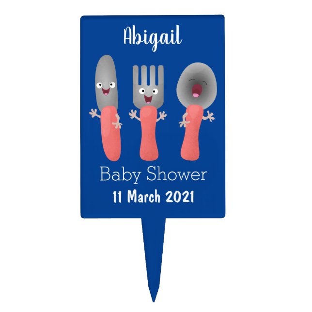 Cute knife fork and spoon cutlery cartoon cake topper (Front)