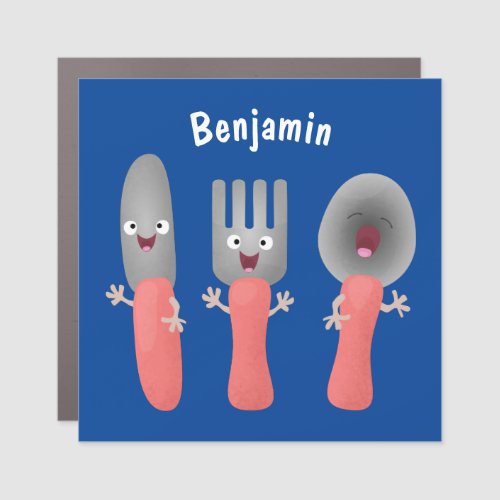 Cute knife fork and spoon cutlery cartoon car magnet