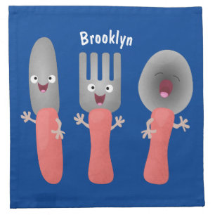 Cute knife fork and spoon cutlery cartoon cloth napkin
