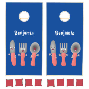 Cute knife fork and spoon cutlery cartoon cornhole set